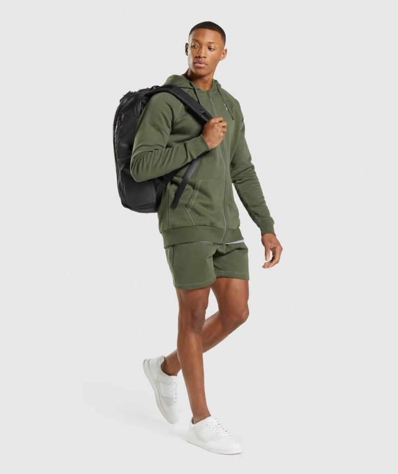 Men's Gymshark Crest Zip Up Hoodie Olive | CA N68DA3